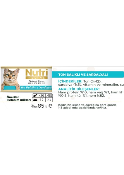 Ton&sardalya Balıklı Tahılsız 85gr Nutri Yaş Kedi Maması 6