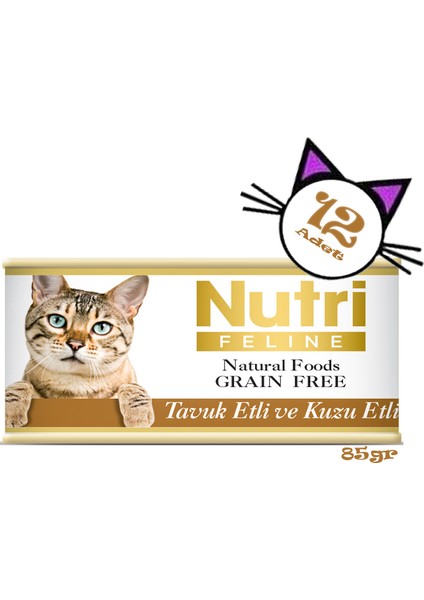 Nutri Feline Tavuk&kuzu Etli Tahılsız 85gr Nutri Yaş Kedi Maması 12 Adet