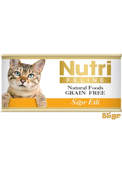 Nutri Feline Sığır Etli Tahılsız 85gr Nutri Yaş Kedi Maması 12 Adet