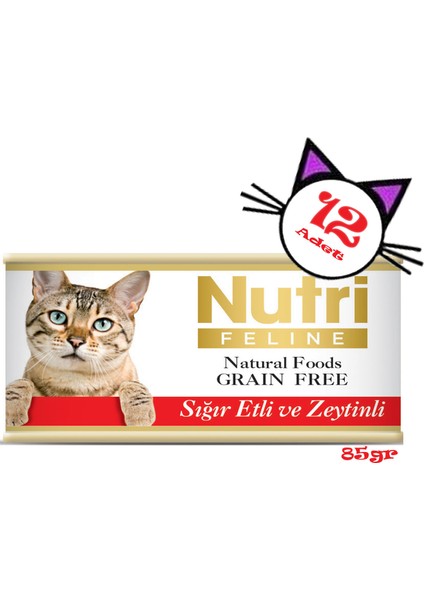 Sığır Etli&zeytinli Tahılsız 85gr Nutri Yaş Kedi Maması 12 Adet