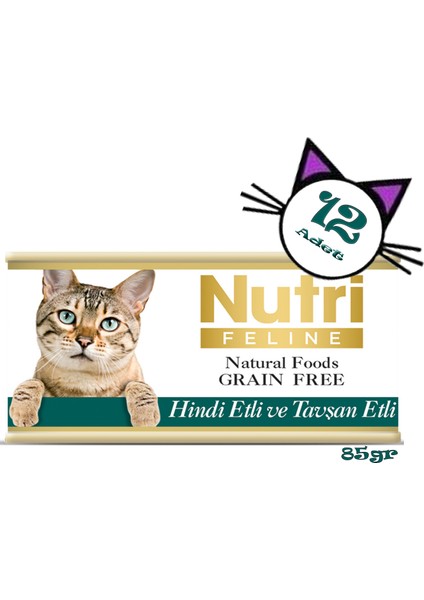 Hindili&tavşanlı Tahılsız 85gr Nutri Yaş Kedi Maması 12 Adet