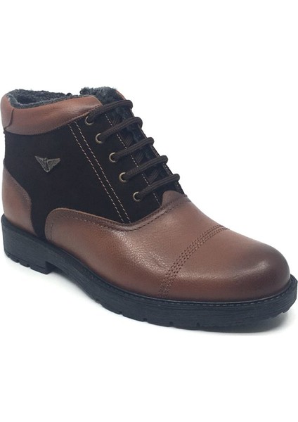 i Deri Rahat Erkek Günlük Içi Kürklü Fermuarlı Kışlık Bot 41 Taba