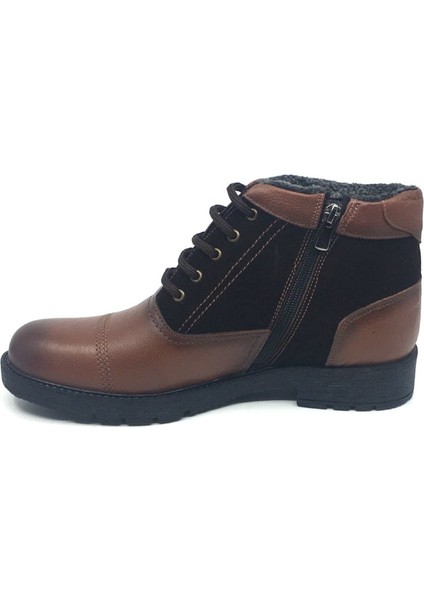 i Deri Rahat Erkek Günlük Içi Kürklü Fermuarlı Kışlık Bot 41 Taba modelleri
