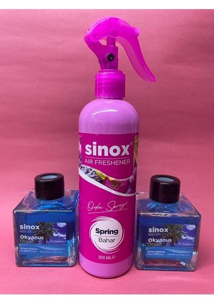 Sino x 2'li Bambu Çubuklu Okyanus Ofis Banyo Kokusu ve 350 ml Bahar Oda Spreyi 2 x 120 ml