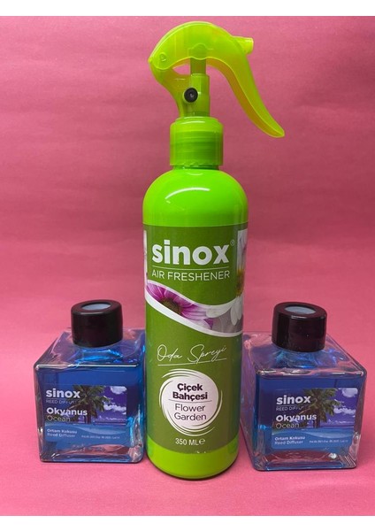 Sino x 2'li Bambu Çubuklu Okyanus Ofis Banyo Kokusu ve 350 ml Çiçek Bahçesi Oda Spreyi 2 x 120 ml