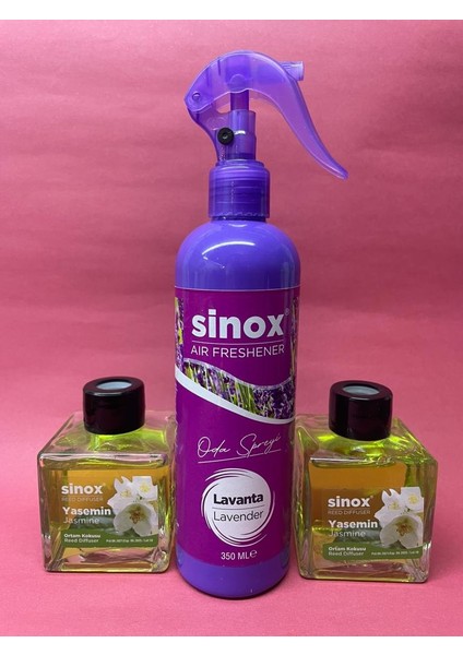 Sino x 2'li Bambu Çubuklu Yasemin Ofis Banyo Kokusu ve 350 ml Lavanta Oda Spreyi 2 x 120 ml