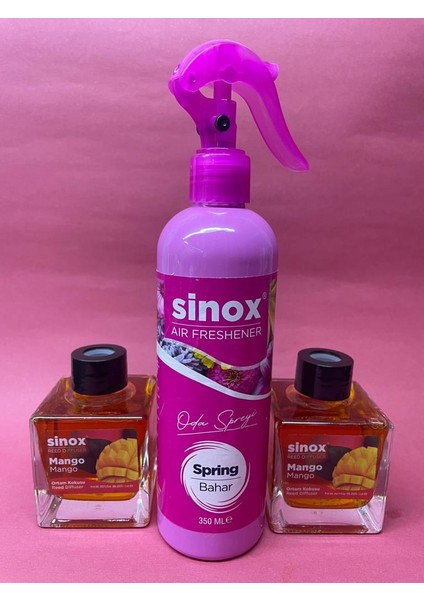 Sino x 2'li Bambu Çubuklu Mango Ofis Banyo Kokusu ve 350 ml Bahar Oda Spreyi 2 x 120 ml