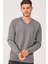 V0036 Erkek V-Neck Kazak-Gri 1