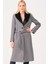 Kadın Palto Yün Karışımlı Şık Tasarım Gri Renkli Günlük Kullanım İçin 1