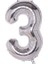 3 Rakam Folyo Balon Gümüş Renk 100 cm 1