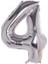 4 Rakam Folyo Balon Gümüş Renk 100 cm 1