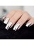 Gümüş Metalik Takma Tırnak Lüks Parlak Ayna Efektli Uzun Boy Kare Nail Art Yapıştırıcılı Set 2