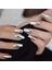 Gümüş Metalik Takma Tırnak Lüks Parlak Ayna Efektli Uzun Boy Kare Nail Art Yapıştırıcılı Set 4
