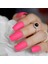 Neon Pembe Mat Takma Tırnak Lüks Uzun Boy Kare Nail Art Yapıştırıcılı False Nails Set 2