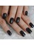 Siyah Takma Tırnak Lüks Parlak Sade Kısa Boy Kare Nail Art Yapıştırıcılı Set 1