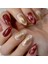Kırmızı Beyaz Altın Simli French Takma Tırnak Lüks Desenli Uzun Oval Stiletto Nail Art Set 1