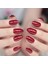 Eda Luxury Beauty Koyu Kırmızı Bordo Simli Takma Tırnak Lüks Parlak Medium Orta Boy Oval Stiletto Nail Art Set 1