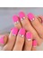 Pembe Mat Metalik Gümüş French Takma Tırnak Lüks Doğal Kısa Boy Nail Art Yapıştırıcı Set 1