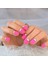 Pembe Mat Metalik Gümüş French Takma Tırnak Lüks Doğal Kısa Boy Nail Art Yapıştırıcı Set 2