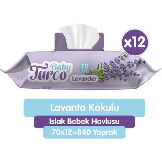 Baby Turco Lavanta Kokulu Islak Bebek Havlusu 12 x 70 Adet