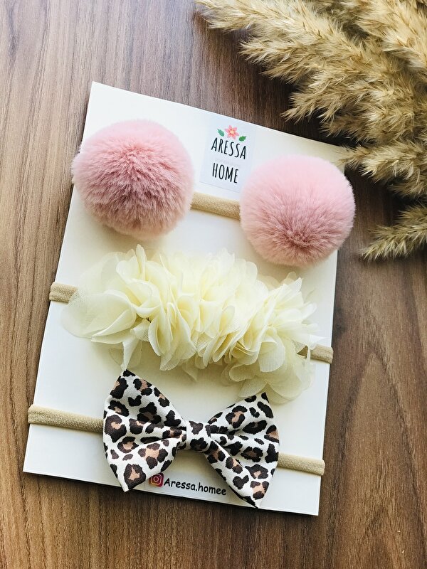 Aressa Home Kız Bebek Çocuk Pamuklu Üçlü Bandana Saç Bandı Set