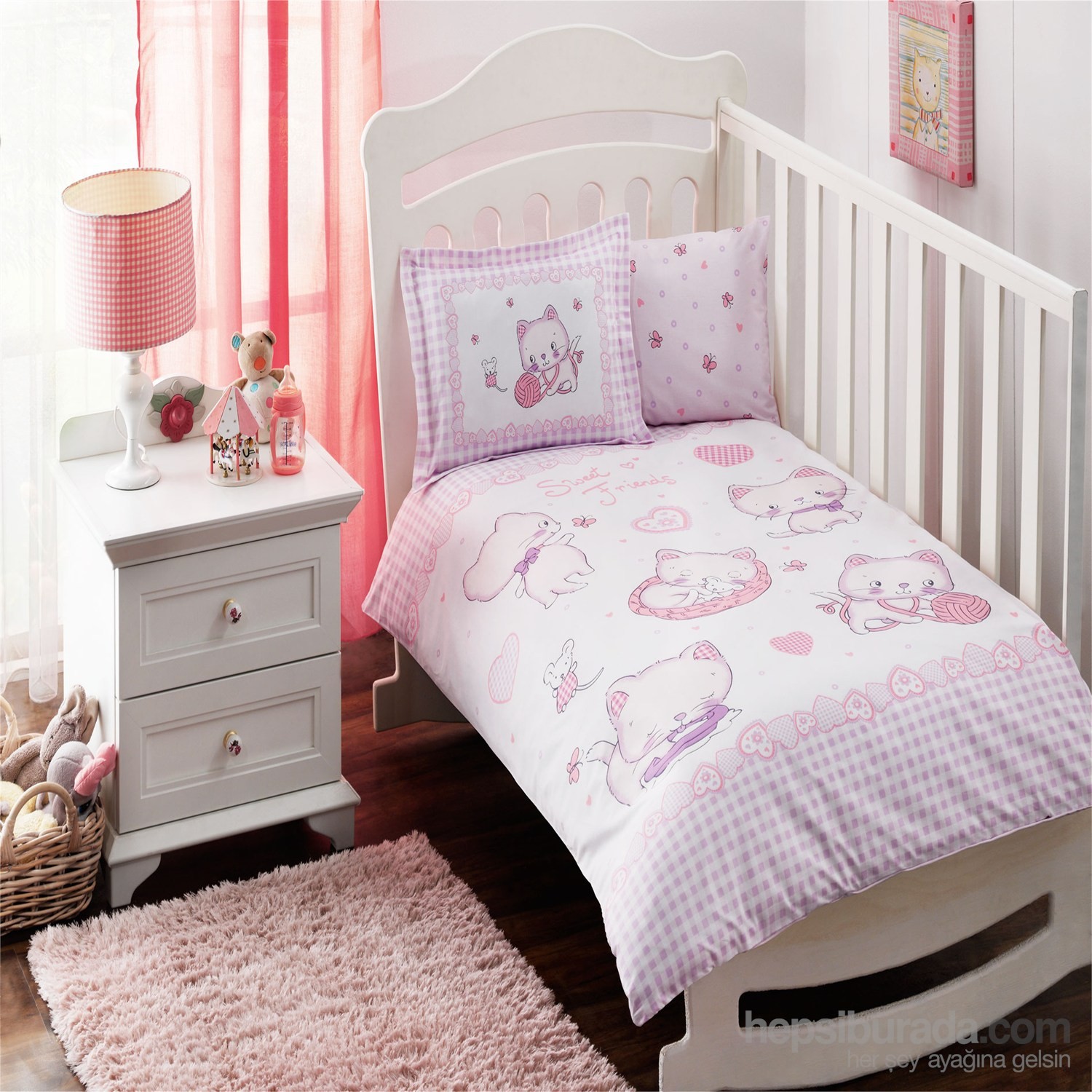 Taç Organik Bio Bebek Nevresim Takımı Sweet Friends