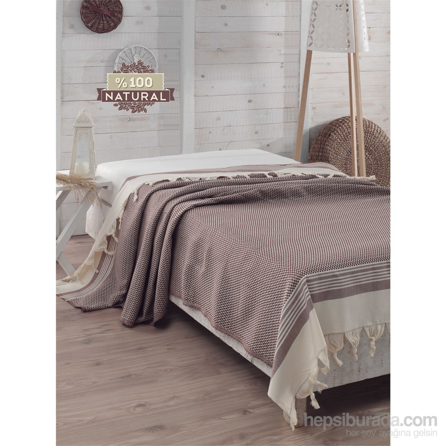 Eponj Home Natural Yatak Örtüsü Hasır Kahve Battal Boy Fiyatı