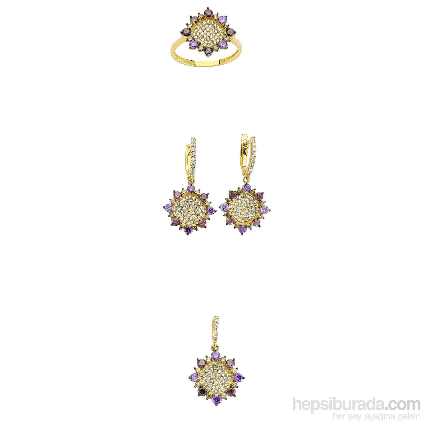 Koçak Gold 14 Ayar Sarı Altın Renkli Taşlı Set Fiyatı