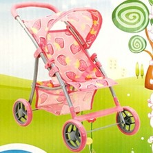 Sunman Oyuncak Bebek Arabası 4 Tekerli Puset Çilek