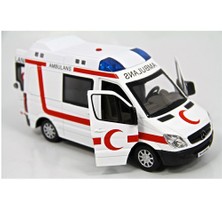 Vardem 1:32 Işıklı Sesli Metal Ambulans (Çek-Bırak Özellikli)