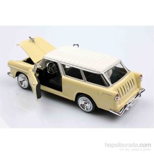 Motomax Krem 1955 Chevy Bel Air Chevrolet Nomad 1/24 Die Cast Model Araç