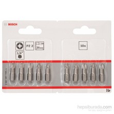 Bosch  - 10'Lu Paket - Ekstra Sert Seri Vidalama Ucu - Pz 2, 25 Mm