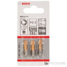 Bosch  - 3'Lü Paket - Max Grip Serisi Vidalama Ucu - Pz 2, 25 Mm