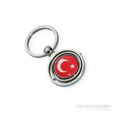 Borup Metal Türk Bayrağı Yuvarlak Anahtarlık