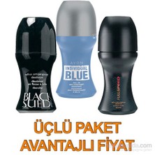 Avon Black Suede Blue Fullspeed Roll-On 3Lü Set