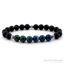 Solfera Doğal Azurit Ve Oniks Taşı Erkek Bileklik B535