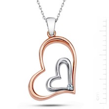 Bella Gloria 925 Ayar 4,64 Gr 0,02 Karat  Pırlanta Rose 'Kalbimiz Bir' Kolye (GK00135)