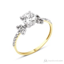 AltınSepeti Kalp Motifli Altın Tektaş Yüzük AS8Y25