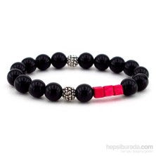 Solfera Fuşya Süslü Oniks Doğal Taş Bayan Bileklik B833