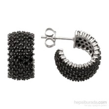 Bella Gloria 5 Sıra Siyah Taşlı Gümüş Küpe (GP00101)