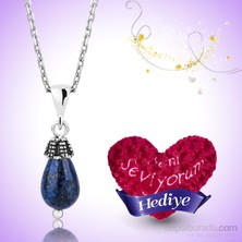KENPAZAR Tekbir Silver Gümüş Lapis Doğal Taş Kolye