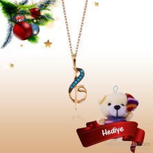 KENPAZAR Bayan Lili Gümüş Firuze Taşlı Elif Vav Kolye