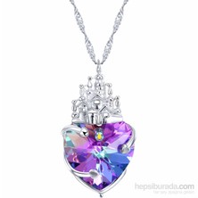 Monemel Mor Swarovski® Taşlı Gümüş Kalp Kolye