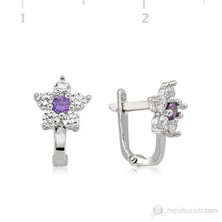 KENPAZAR Bayan Lili Zirkon Taşlı Gümüş Çiçek Küpe