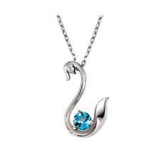 Gizzaro  0.02 Karat 0.60 Karat Mavi Topaz Pırlanta Kuğu Kolye Gmy129
