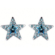 Monemel Swarovski® Taşlı Yıldız Açık Mavi Küpe