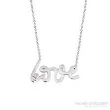 Altınsepeti Gümüş Tektaşlı Love Yazılı Kolye G411kl