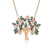 İndigo Takı Turkuaz Hayat Ağacı Gümüş Kolye