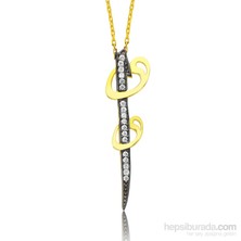 KENPAZAR Bayan Lili Gümüş Altın Kaplama Elif Vav Kolye