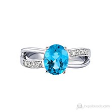 Gizzaro 0.15 Karat Pırlanta 2.32 Karat Mavi Topaz Pırlanta YüzükGZY076